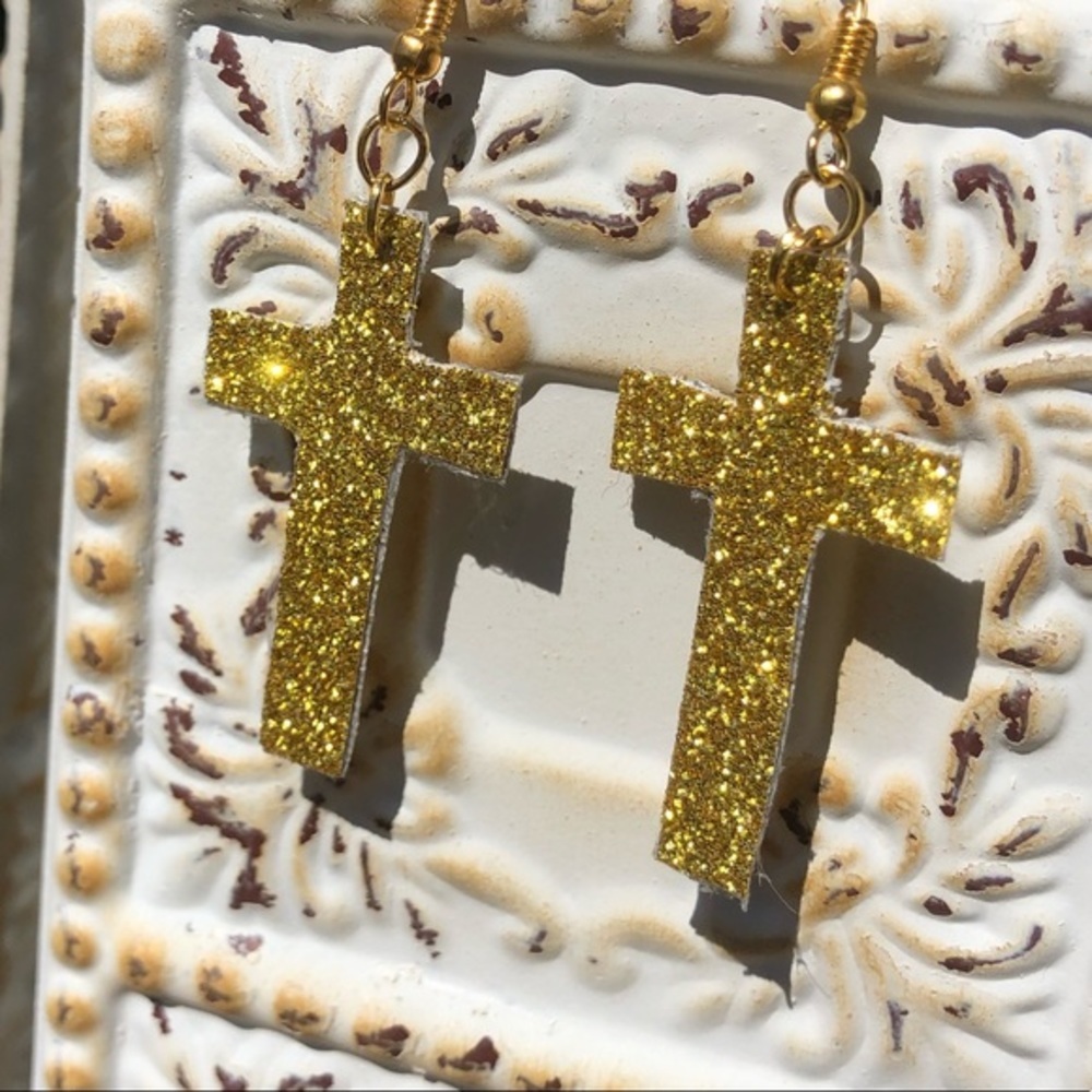 Gold Cross Earrings